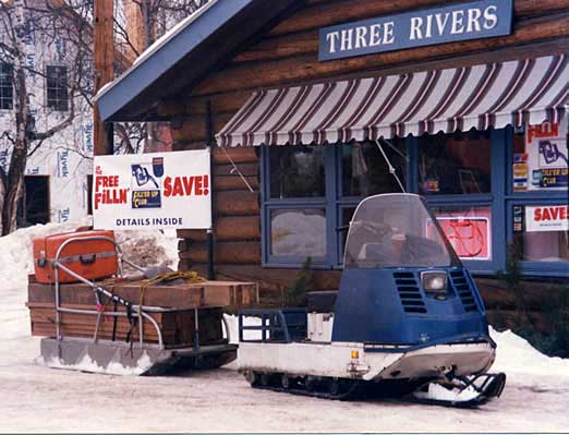 Old snowmobile in Talkeetna