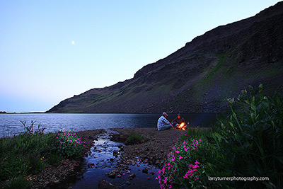 Oregon, father and son at Wildhorse Lake