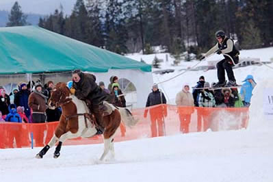 Skijor jumper in the air