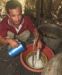 Cambodian making noodles