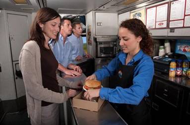 Amtrak lounge car snack table