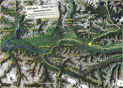 Golden, BC snomobiling map