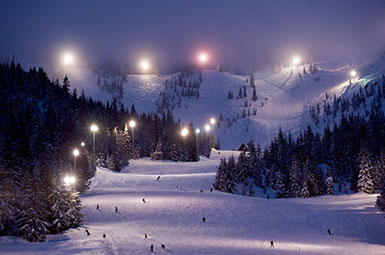 Mt. Hood's SkiBowl at night