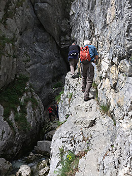 Author on the ledge to the headwaters of the Soca River 