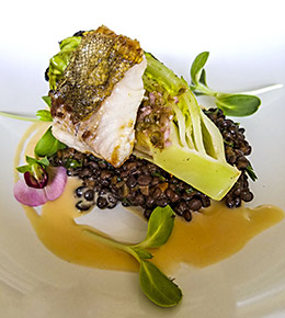 Sablefish lentil appetizer at Backyard Farm