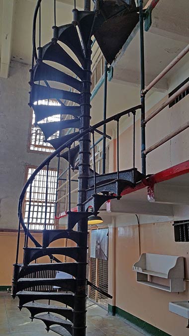 Alcatraz staircase between cellblocks