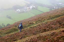 Hiking along Foel Fenlli in Wales