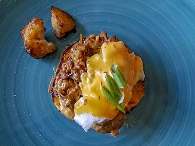 Pork adobo benedict at Bellingham's Cosmos Cafe