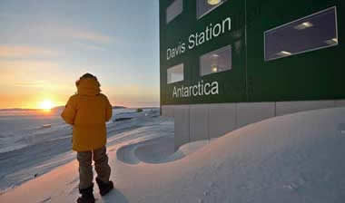 Davis Station winter sunset