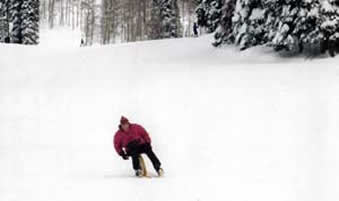 John Hoefling riding a skifo at Grand Targhee