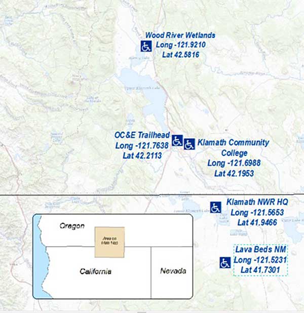 Map of accessible Klamath Basin