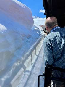 Snow alongside Skagway Railroad route