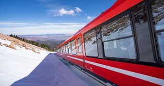 Pikes Peak Railway with snow